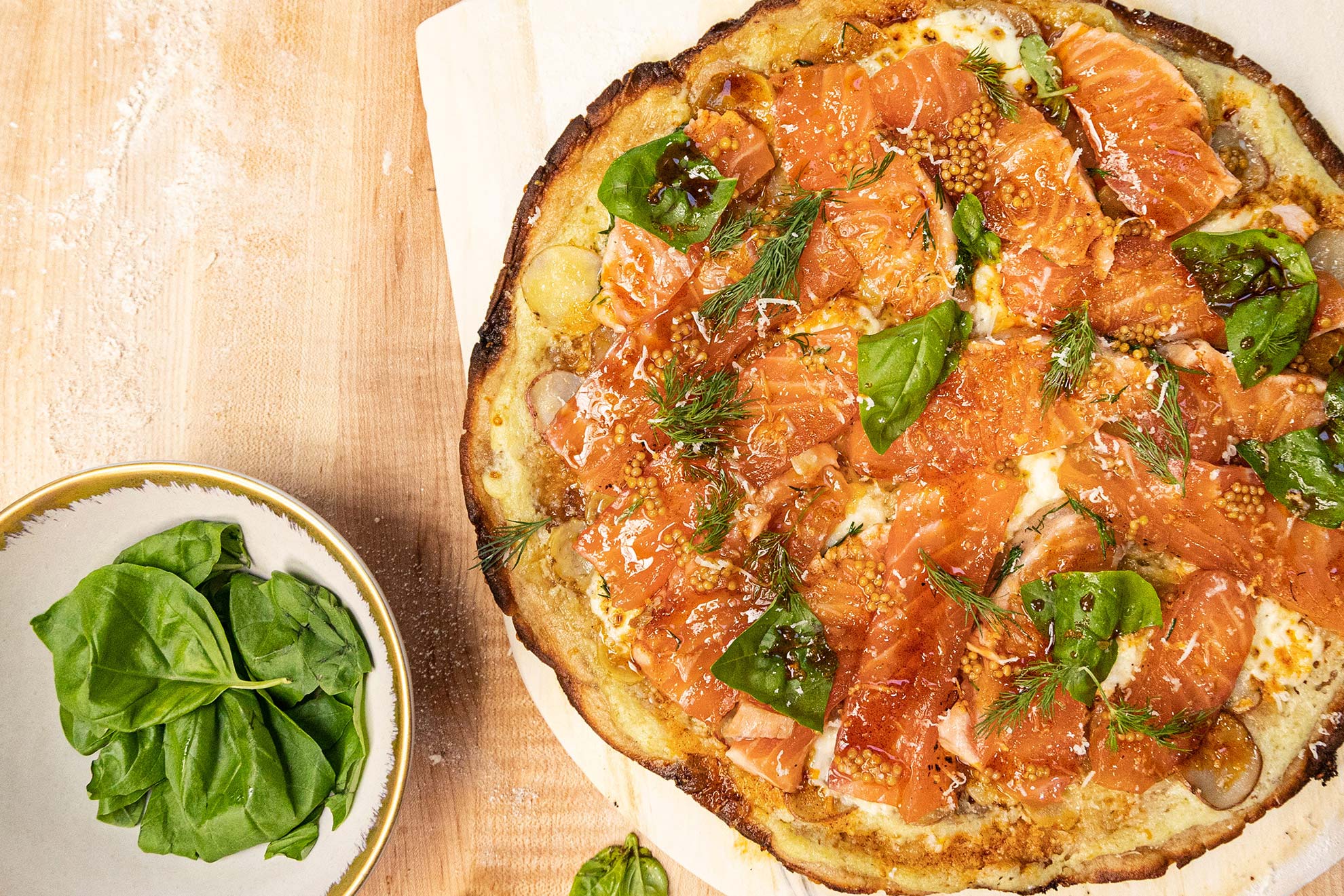 Swedish Pizza with Gravlax and Dill Oil