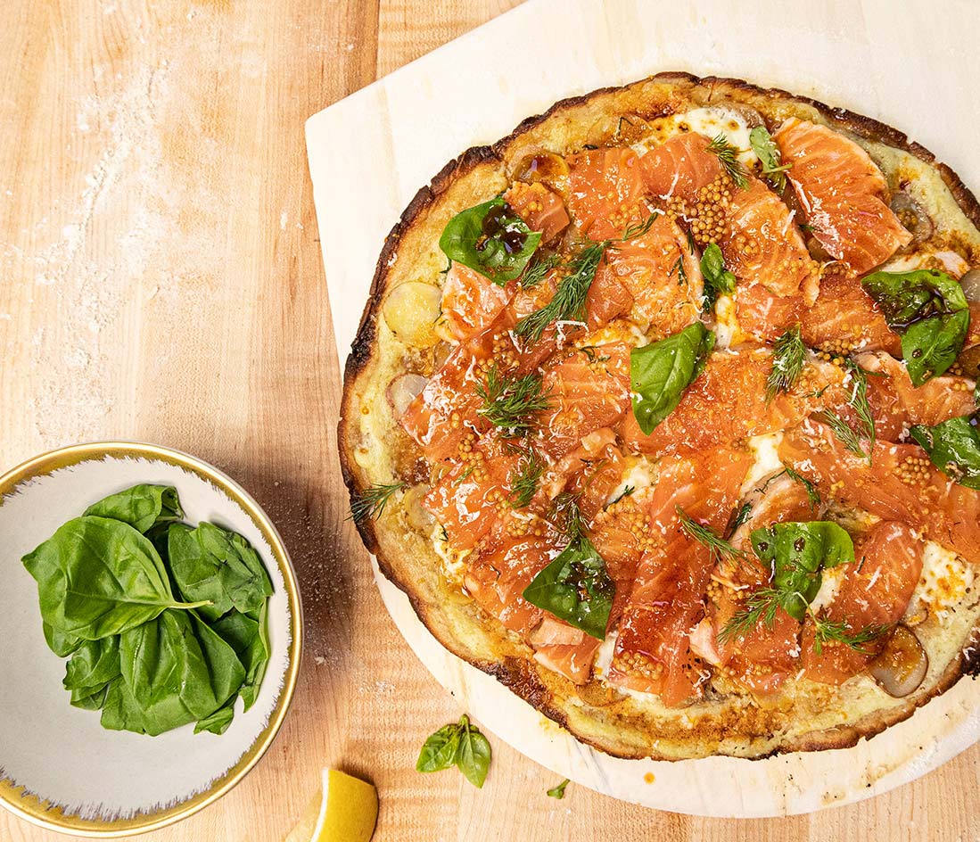 Swedish Pizza with Gravlax and Dill Oil